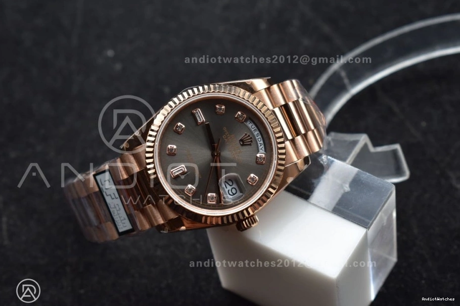 36 with DayDate Diamond 671 Weight) RG Steel (Gain vr3255 QF Dial President Best Square Original Bracelet on Grey V5 904L Edition 0408